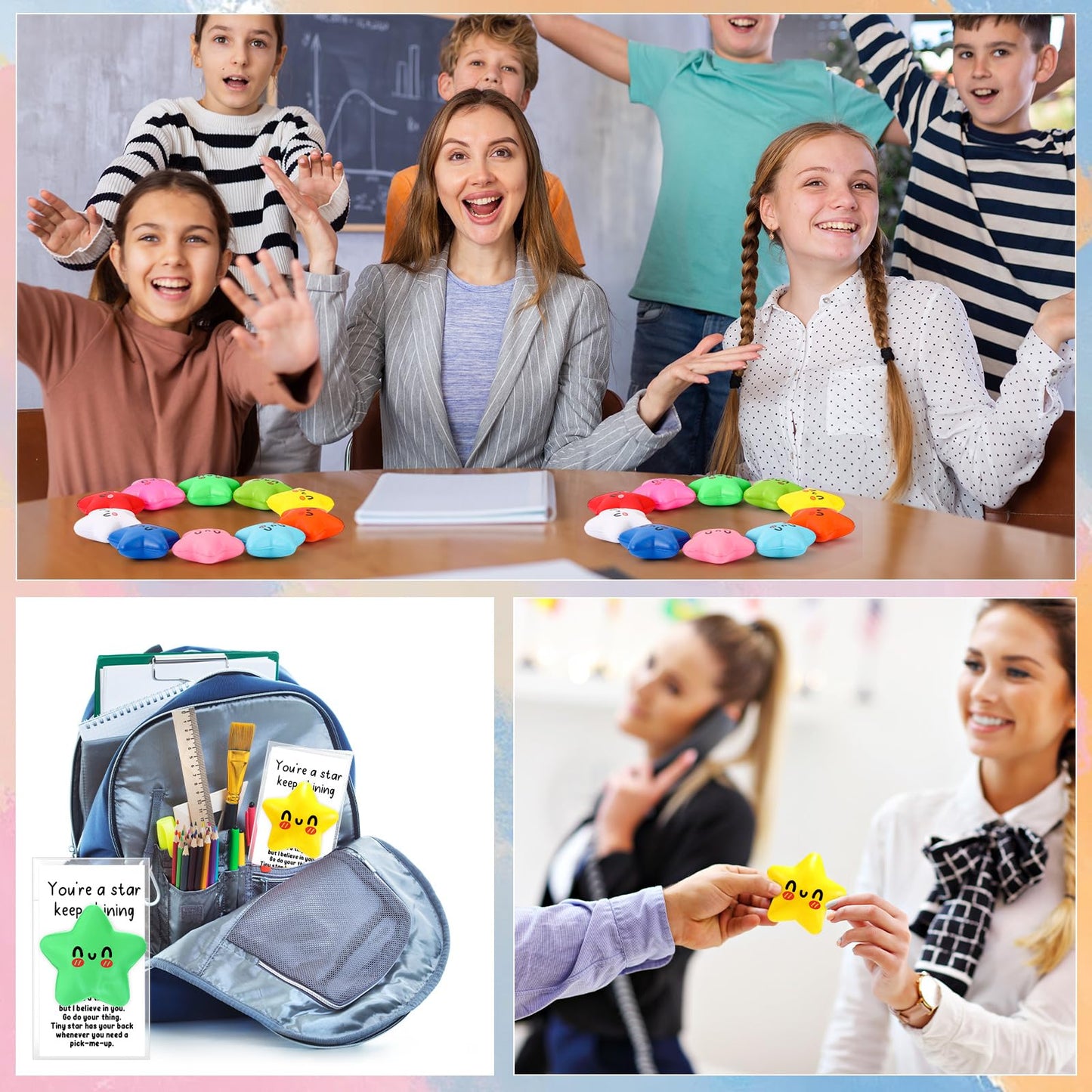 Libima Inspirational Employee Appreciation Gifts You're a Star Stress Balls Bulk for Adults,Positive Gift Teacher Party Favor Emotional Funny Ball with Cards(30 Pcs)