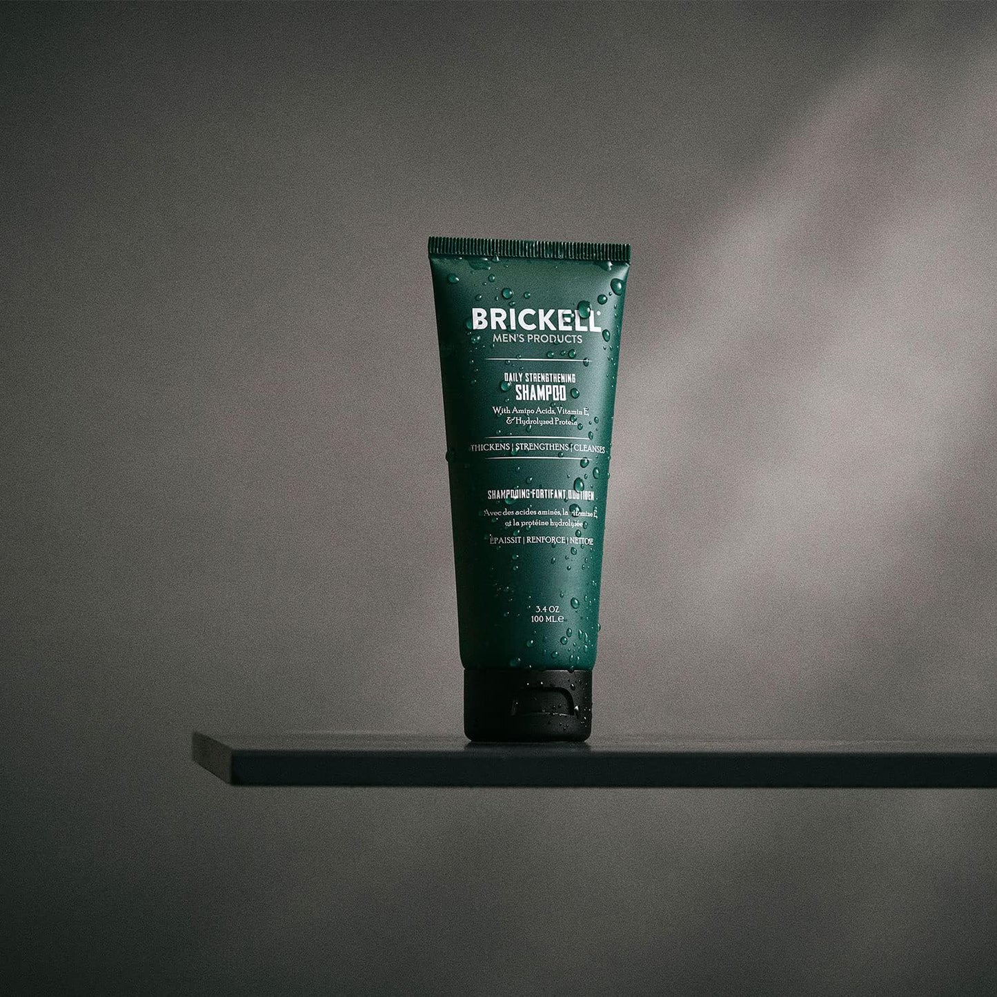 Brickell Men's Products Daily Strengthening Shampoo for Men, Mint & Tea Tree Oil To Soothe Dry and Itchy Scalp, Sulfate Free and Paraben Free, With Pro-Vitamin B5 & Hydrolyzed Protein, 3.4oz, Scented