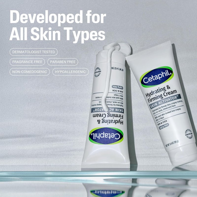 Cetaphil Hydrating & Firming Cream - Mandelic Acid & CICA | 3.4 oz for Face, Neck & Chest