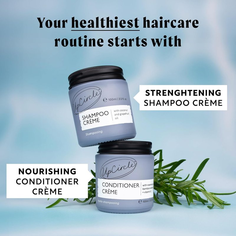 UpCircle Haircare Duo | Rosemary & Coconut Oil Shampoo + Conditioner Crème - Frizz Control & Scalp Protection