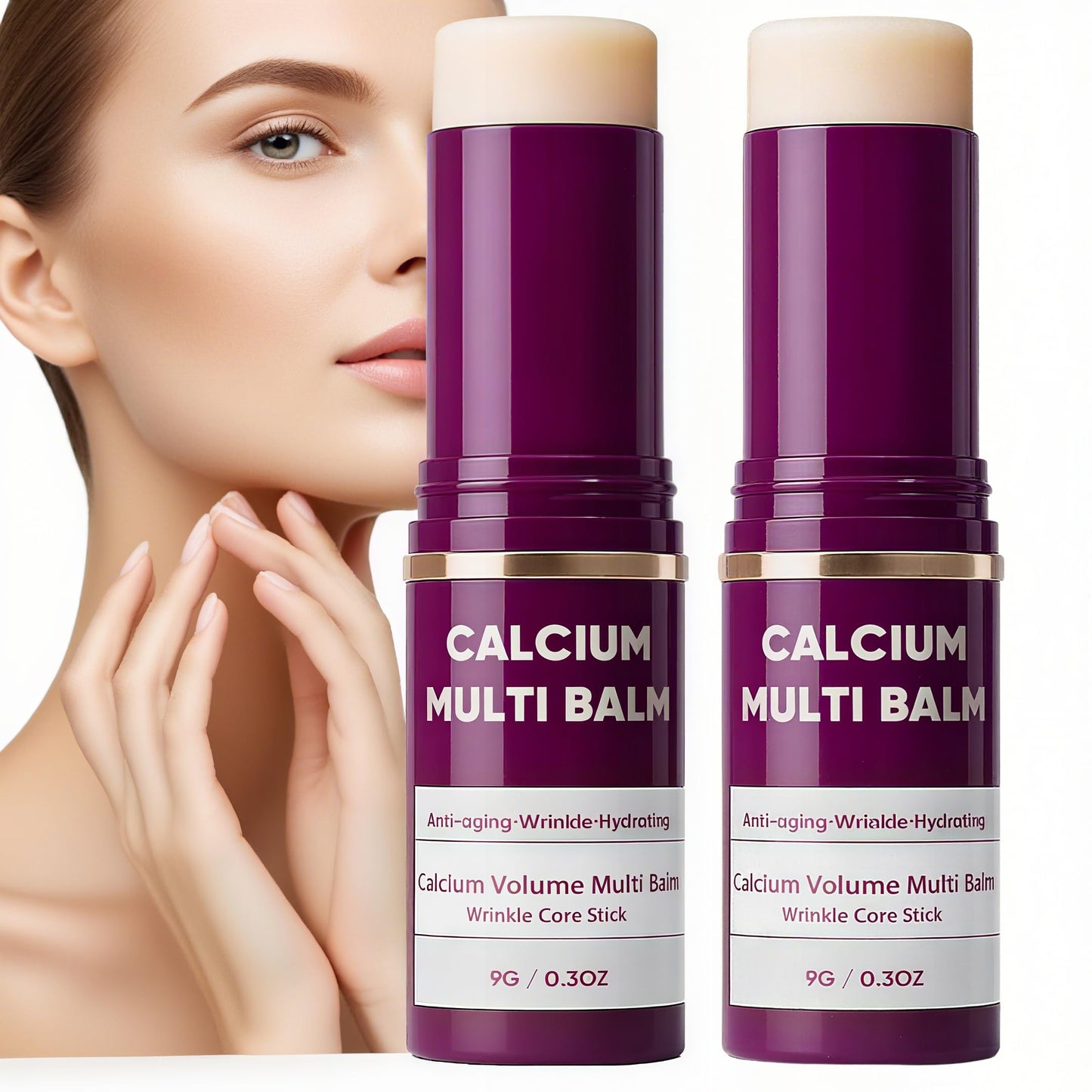 Miracle TQ Cemenrete Calcium Multi Balm 2PCS, All-in-One Multi-Action Stick & Anti-Aging Stick, Korean Collagen for Wrinkles, Hydrating Formula for Face, Eyes, Neck & Lips (Set)