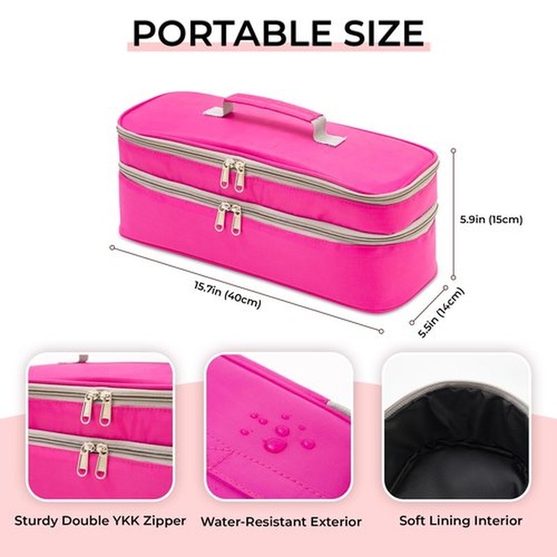 GREENESTA Hair Tools Travel Bag Compatible With Shark Flex Style Attachment, Shark Airwrap Flexstyle, Dyson Airwrap | Travel Case For Sharkflex Styler | Beauty Hair Dryer Attachments Storage (Pink)