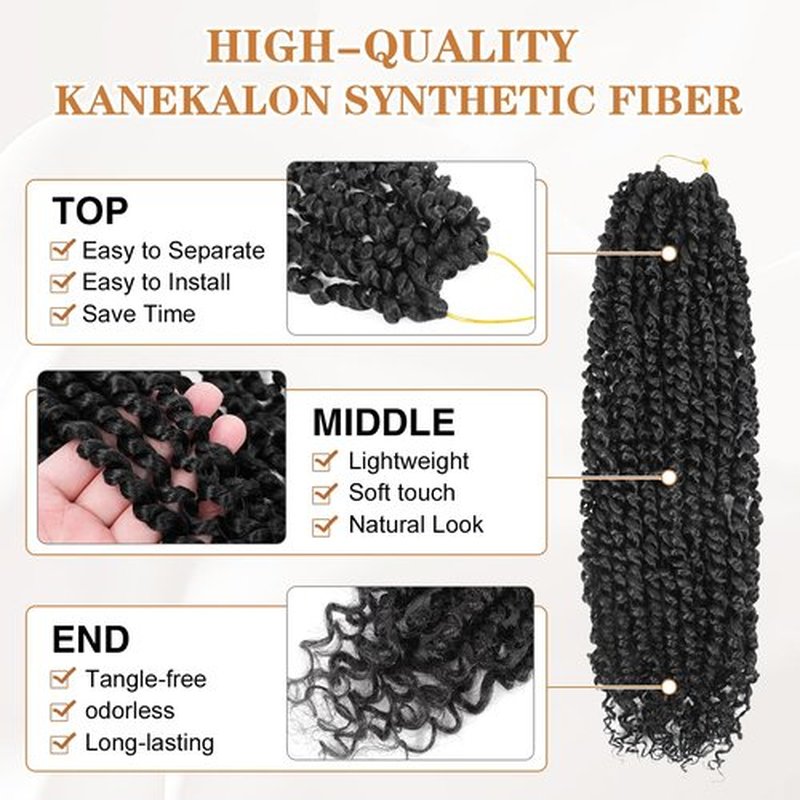 Roalnce Passion Twist Crochet Hair Pre-twisted Hair Extensions Pre Looped Synthetic Braids for Black Women 8 Packs 8 Packs 8 Inch