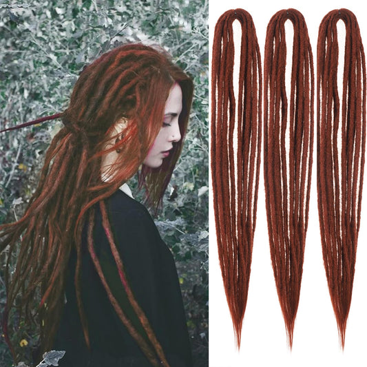 22 inch Double ended dirty braid extension 30 strands synthetic hand woven fear extension fine 0.6cm hip-hop style soft DE women's dirty braid extension (22 inches 30 strands, # 350)