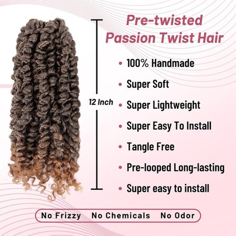 Pre Passion Twist Crochet Hair: Water Wave Pre Looped Crochet Twist Hair 12 Inch Pre Twist Passion Twist Hair 1B/30
