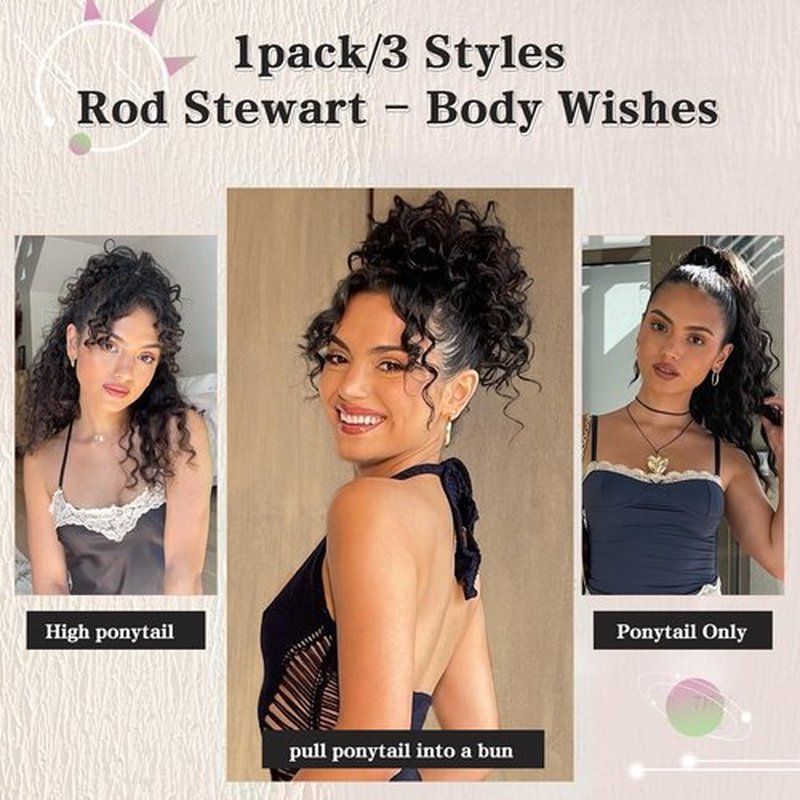 FREEMEIGE Curly Ponytail Extension Drawstring Ponytail for Black Women Curly Clip in Hair Extensions 20 Inch Ponytail Extension Synthetic Hairpiece for Daily Party