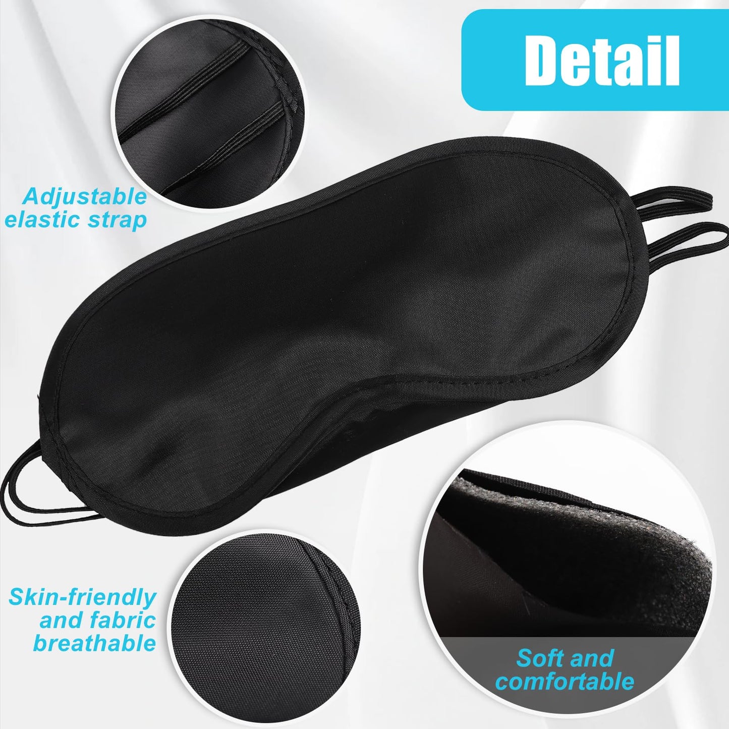 Dyrfolm 30 Pcs Blindfold Eye Cover Sleep Mask,Soft Eye Mask,Sleep Mask with Nose Pad and Elastic Strap,Blindfold Sleeping Masks for Travel Sleep Games Party(Black)