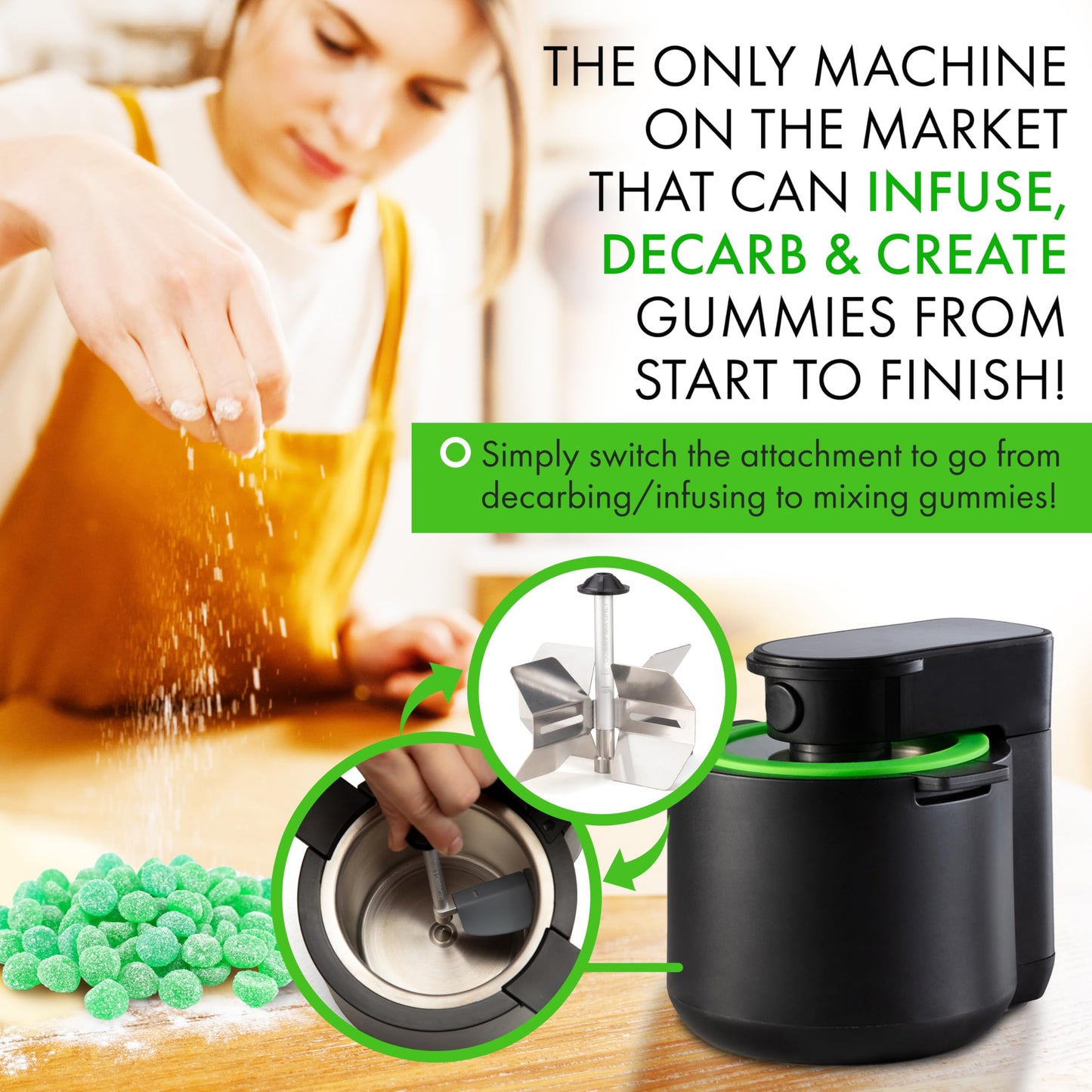 3-In-1 Magical Infuser Machine, Herb Decarboxylator & Gummy Maker. Butter maker Machine for creating Infused Butter, Gummies, Herbal Oil & More. Recipe Book & All Accessories