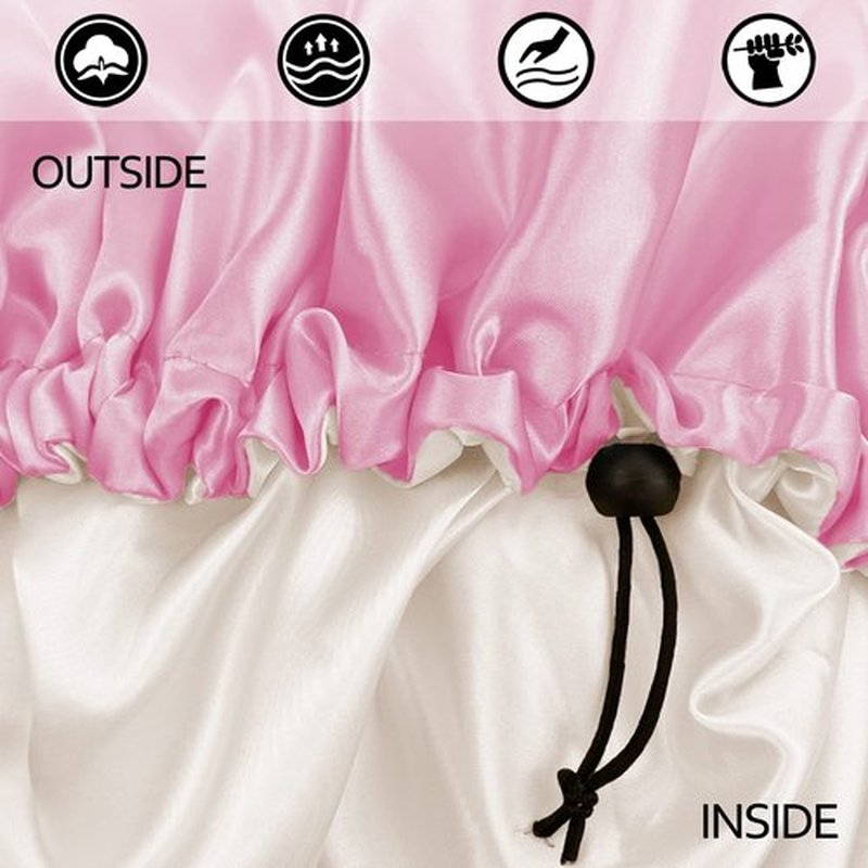 Satin Bonnet Silk Bonnet for Curly Hair Bonnet Braid Bonnet for Sleeping Bonnets for Women Large Double-Layer Adjustable Dark Pink