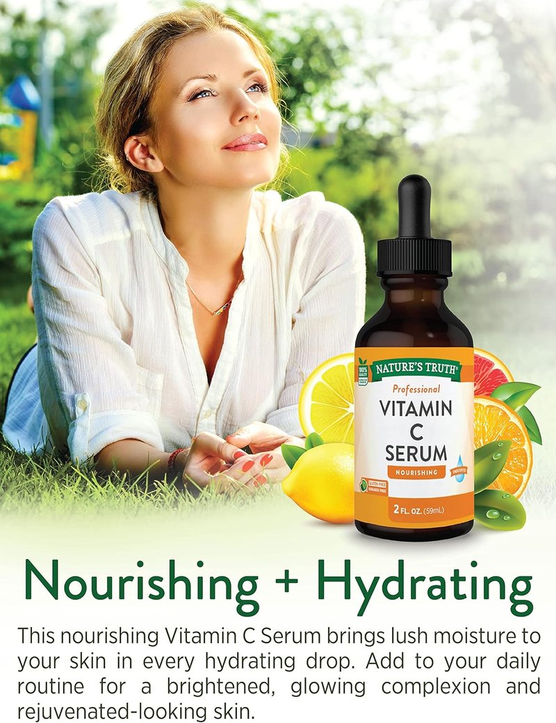 Vitamin C Serum 2 oz - Nourishing Oil for Face & Skin | Unscented Formula