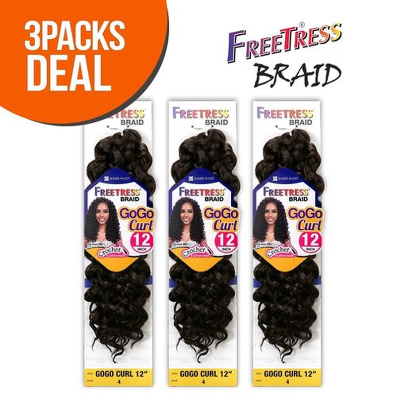 FreeTress Synthetic Hair Crochet Braids GoGo Curl 12" (3-Pack, 99J)