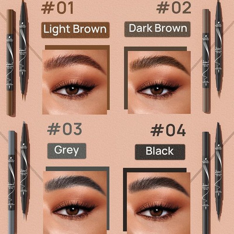 Lilyrhyme Dual Eyebrow Pen, Lilyrhyme Forked Dual-Ended Liquid Eyebrow Pencil, Lilyrhyme Precise Liquid Brow 2-In 1 Pen, Forked Dual Ended Microblading Eyebrow Pencil Waterproof (Black)
