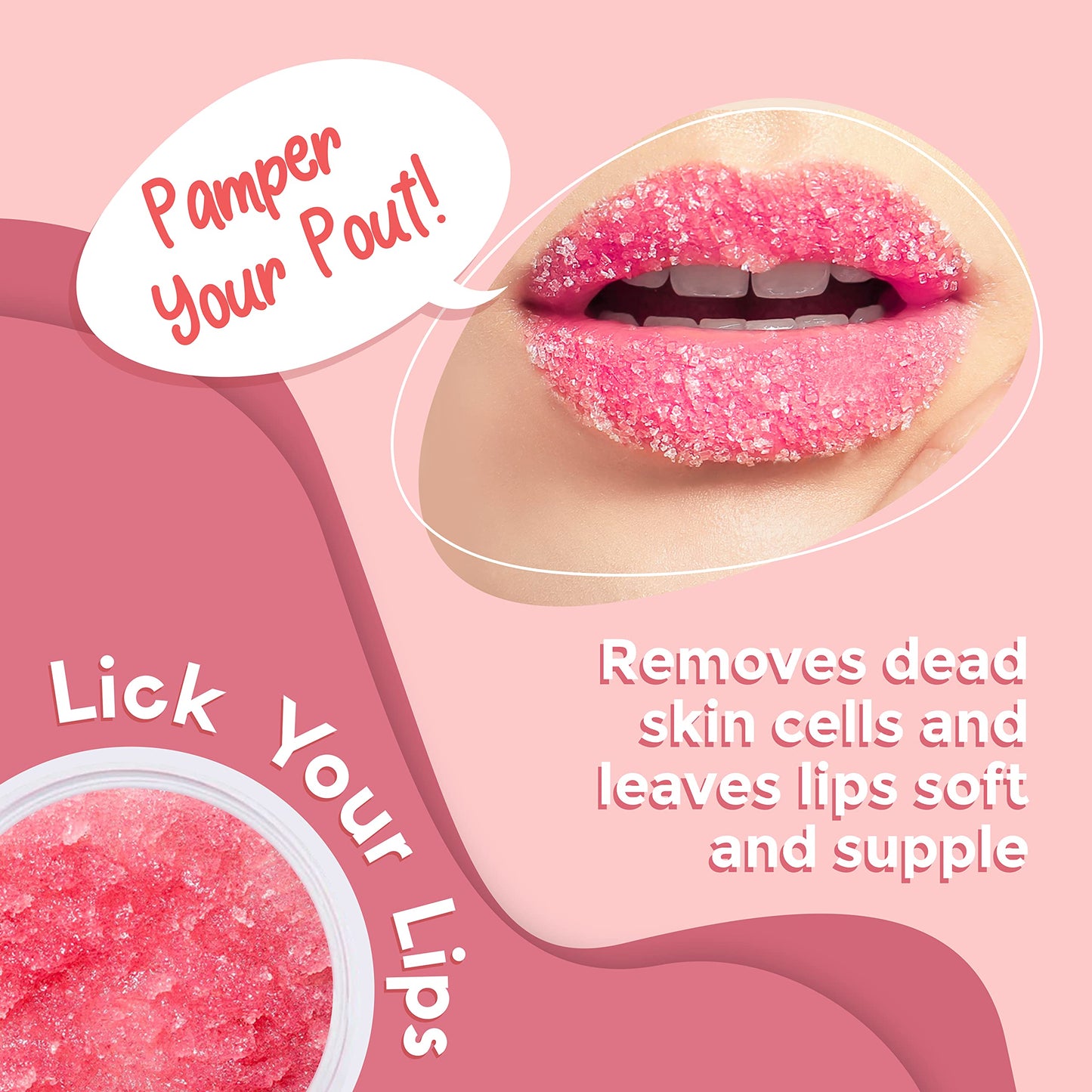 Watermelon Sugar Lip Scrub for Women Dry, Cracked and Dark Lips – Lip Scrubber Exfoliator & Organic Lip Scrubs Exfoliator and Moisturizer with Lip Brush – Vegan, Cruelty-Free Lip Care Products (20g)