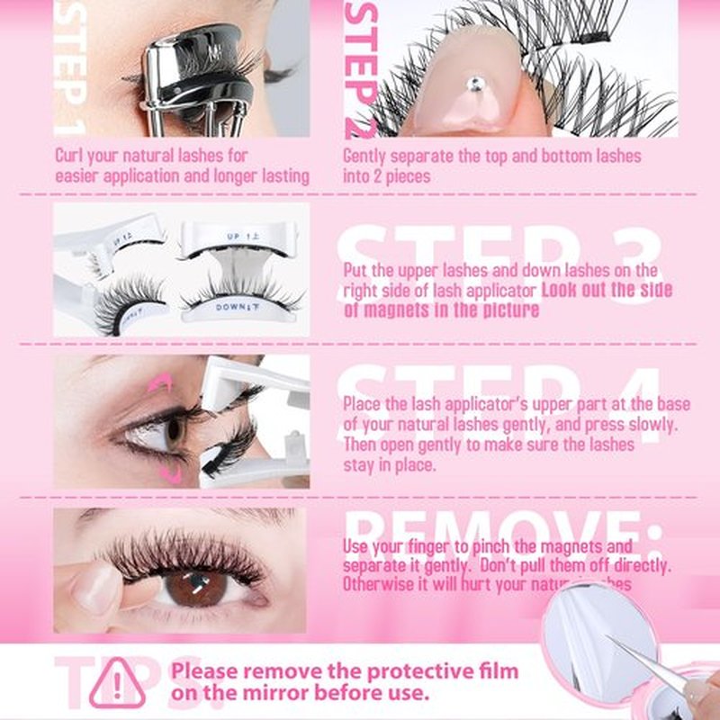 JIMIRE Magnetic Eyelashes Natural Look Wispy Eyelashes Magnetic Lashes with Applicator Cat Eye No Glue Needed Magnetic Lashes without Eyeliner Clear Band False Eyelashes with Magnets 1 Pairs Pack