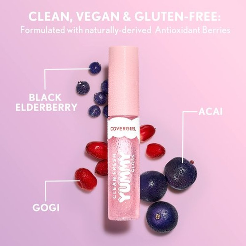 COVERGIRL Clean Fresh Yummy Gloss – Lip Gloss, Sheer, Natural Scents, Vegan Formula - Acai You Later