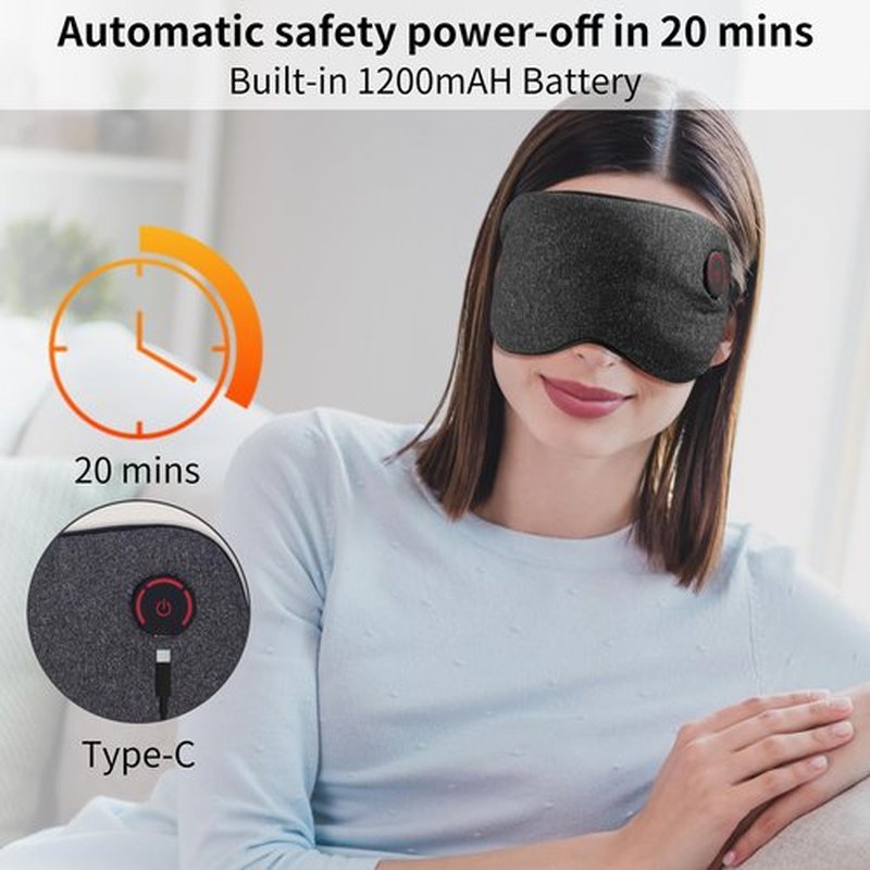 Cordless Heated Eye Mask for Dry Eyes: ingeware Eyes Heating Pad with Temperature Timer Control Warm Eyes Compress (Dark Grey)