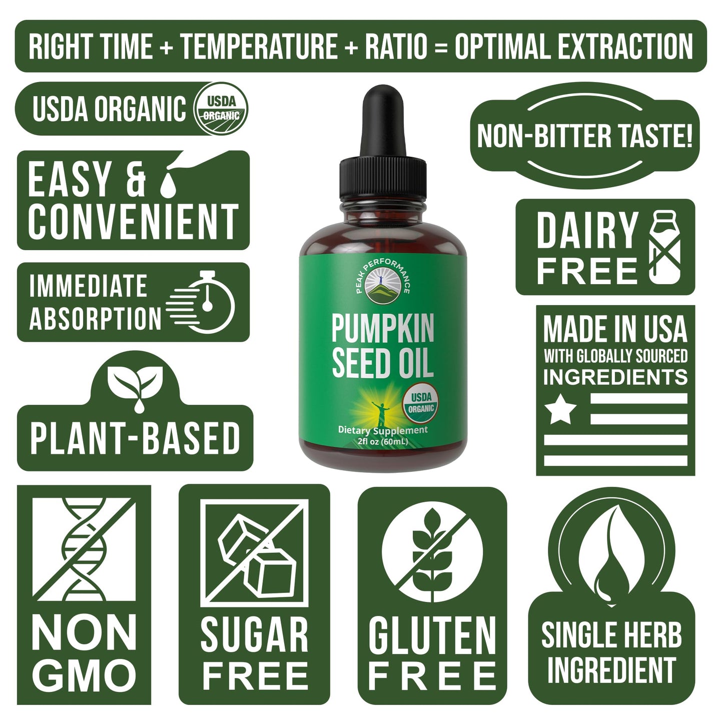 Pumpkin Seed Oil. USDA Organic Vegan Liquid Drops Extract for Women and Men. Supplement for Hair Growth, Skin Health, UT, Prostate Support. Zero Sugar, Gluten Free. Take Orally No Capsules