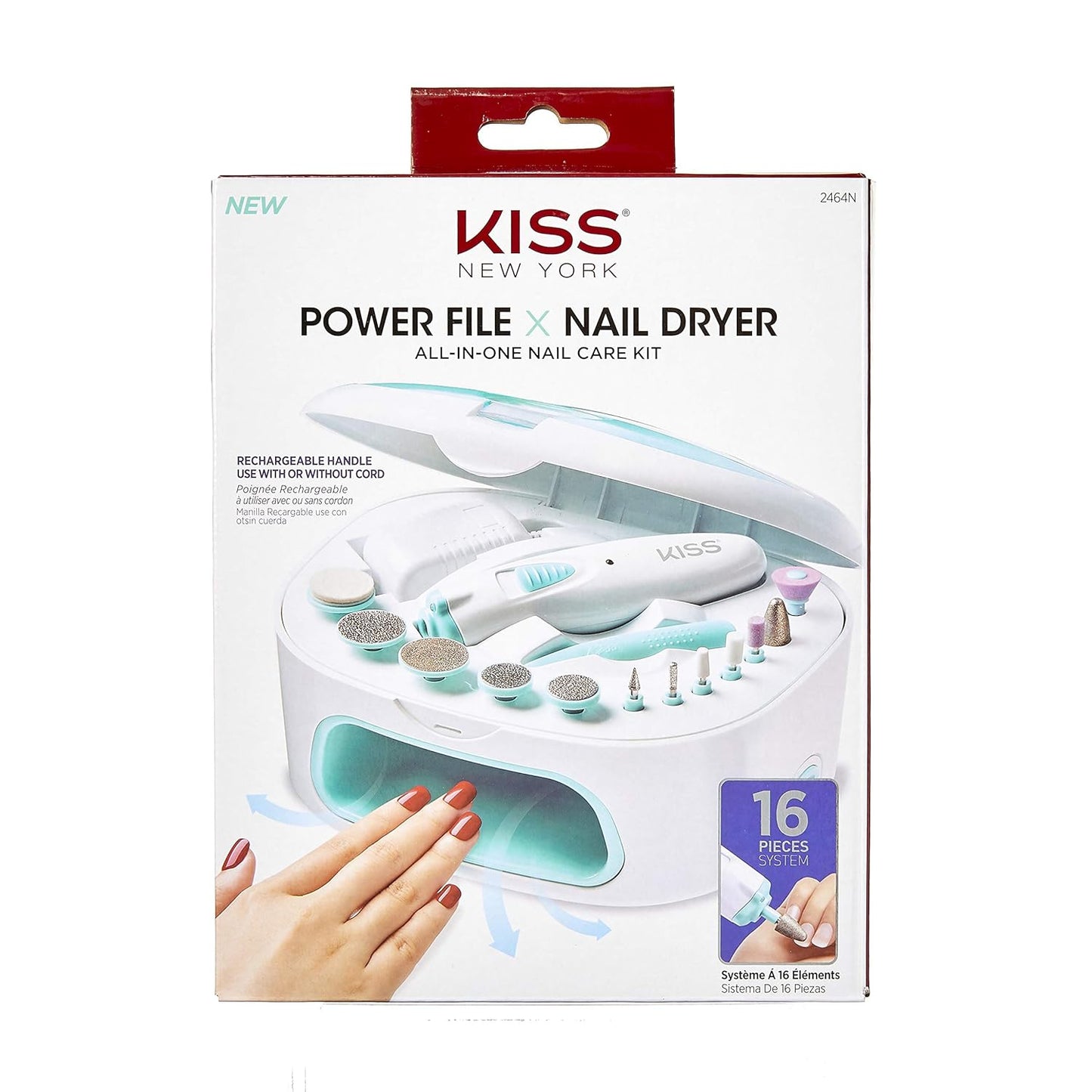 KISS Professional, Electric Nail Drill/Electric Nail File & Nail Dryer System, Includes 12 attachments, cuticle pusher, A/C adapter, storage case