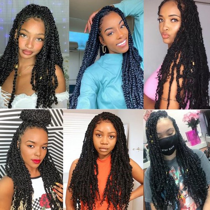 132 strands Passion Twist Hair Water Wave Black Color Curly Crochet Braids For Bomb Twists Goddess locs 18inch Long Bohemian Curl Synthetic Braiding Hair Extensions (18inch, 1B)