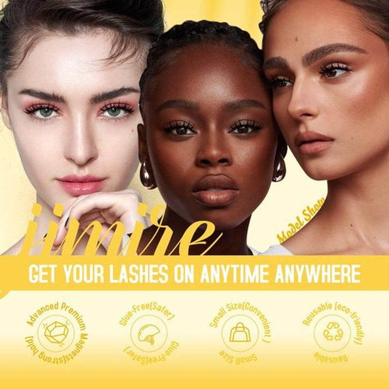 JIMIRE Magnetic Eyelashes Magnetic Lashes without Eyeliner Reusable Comfortable Magnetic Eyelashes with Applicator No Glue No Eyeliner Needed Wispy Magnetic Lashes Natural Look