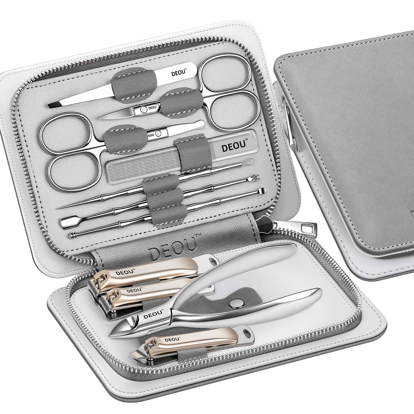 DEOU Kit Grooming Nail Clippers Set 11 in 1 Stainless Steel Professional Manicure Kit Nail Clippers Set for Women, 11pcs Luxurious Personal Care Manicure Nail Gift Set for Travel or Home