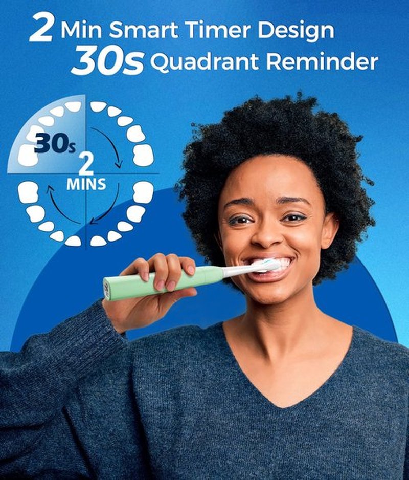 TEETHEORY Sonic Electric Toothbrush with 8 Brush Heads 40000 VPM 5 Modes Sonic Toothbrushes Quick Charge 4 Hours Duration 30 Days Rechargeable Electric Toothbrush for Adult Green