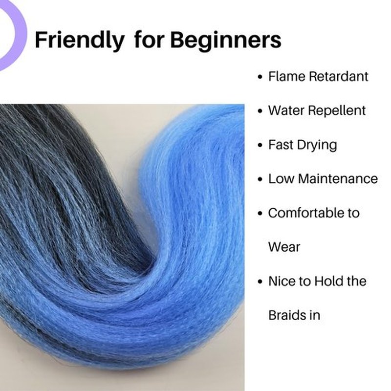 Blue Ombre Braiding Hair Pre Stretched Knotless Braiding Hair Synthetic Black Lake Blue Box Braid Hair Extension for Braiding (Pack of 6)