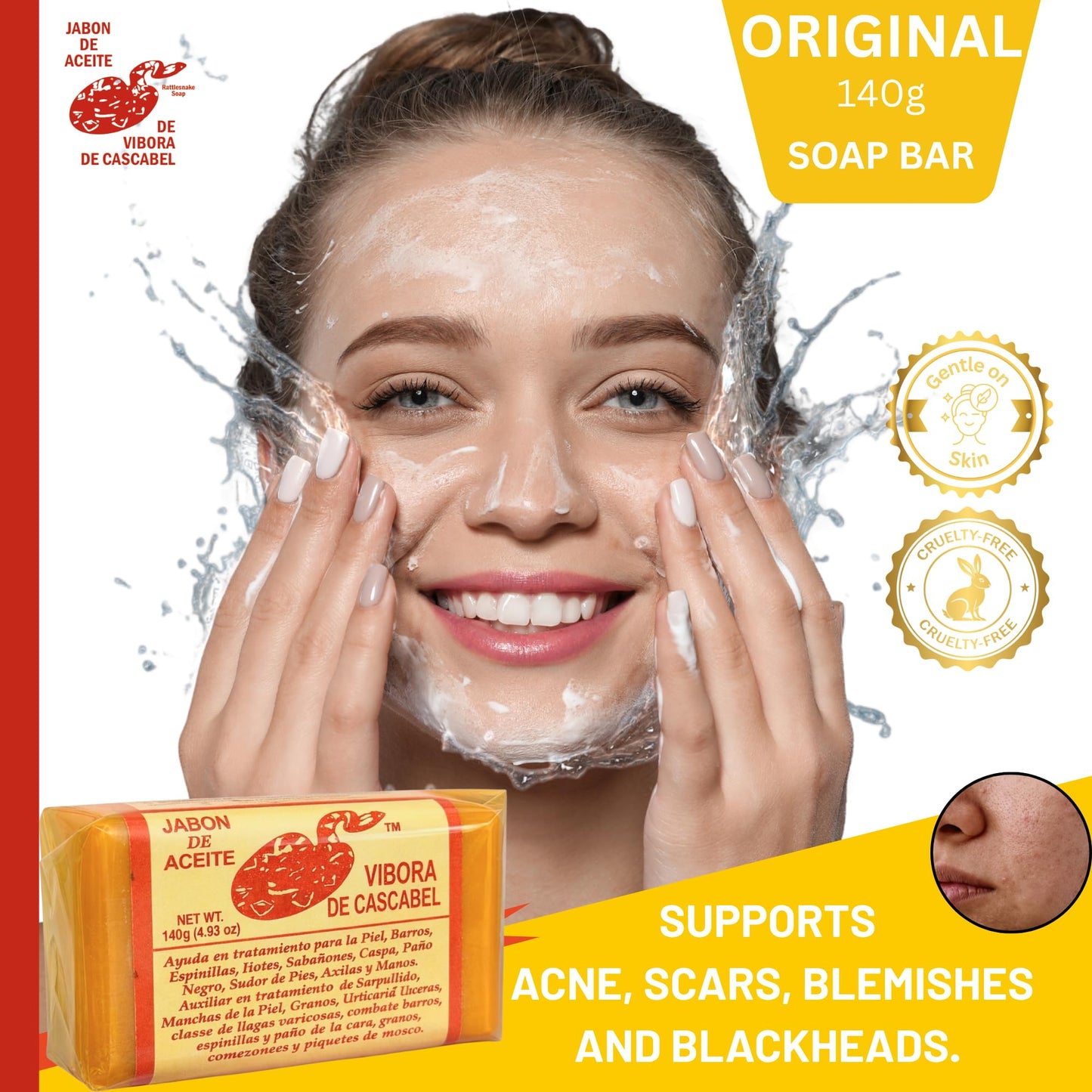 Jabon de Aceite Víbora de Cascabel Combo – Rattlesnake Soap Bar 140g + Skin Cream 4 oz – Traditional Herbal Face & Body Care Set – Cleansing & Moisturizing Routine