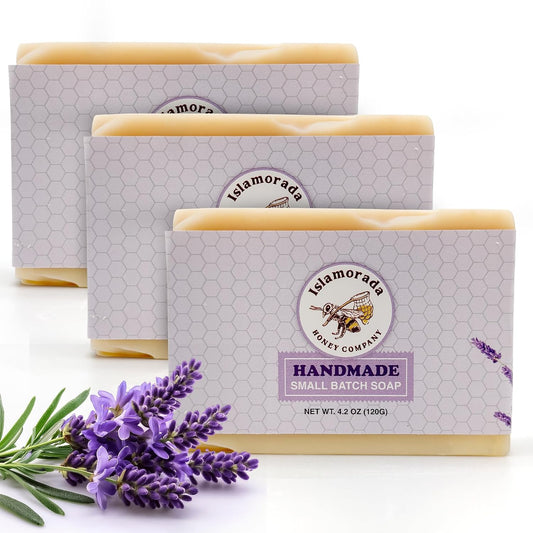 Handmade Lavender Soap Bar – Natural Organic Cold-Process Soap with Olive Oil & Beeswax | 3 Pack, Moisturizing for All Skin Types