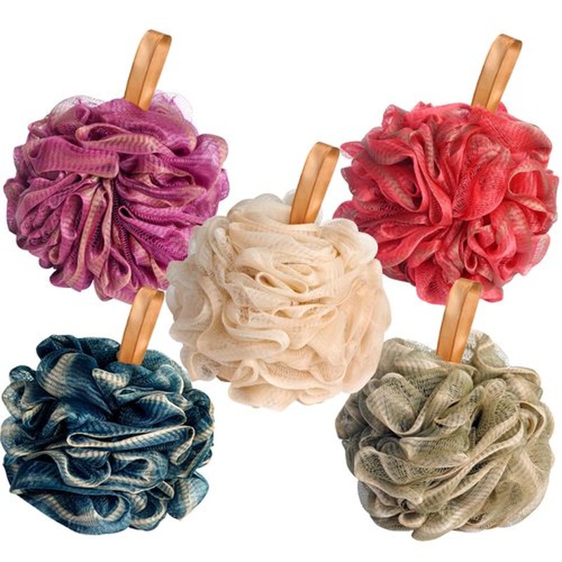 Fishent Bath Sponge Shower Loofahs, 3 Pack Soft Net Body Sponge, 60g/pcs Durable Mesh Mens Loofah Exfoliating Body Scrubber (Blue)