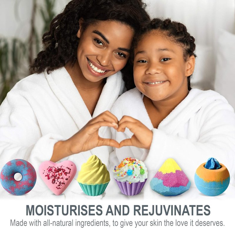 Organic Bath Bombs Gift Set - 6 Natural Aromatherapy Fizzy Bombs | Moisturizing Bubble Bath for Girls Ages 8-12