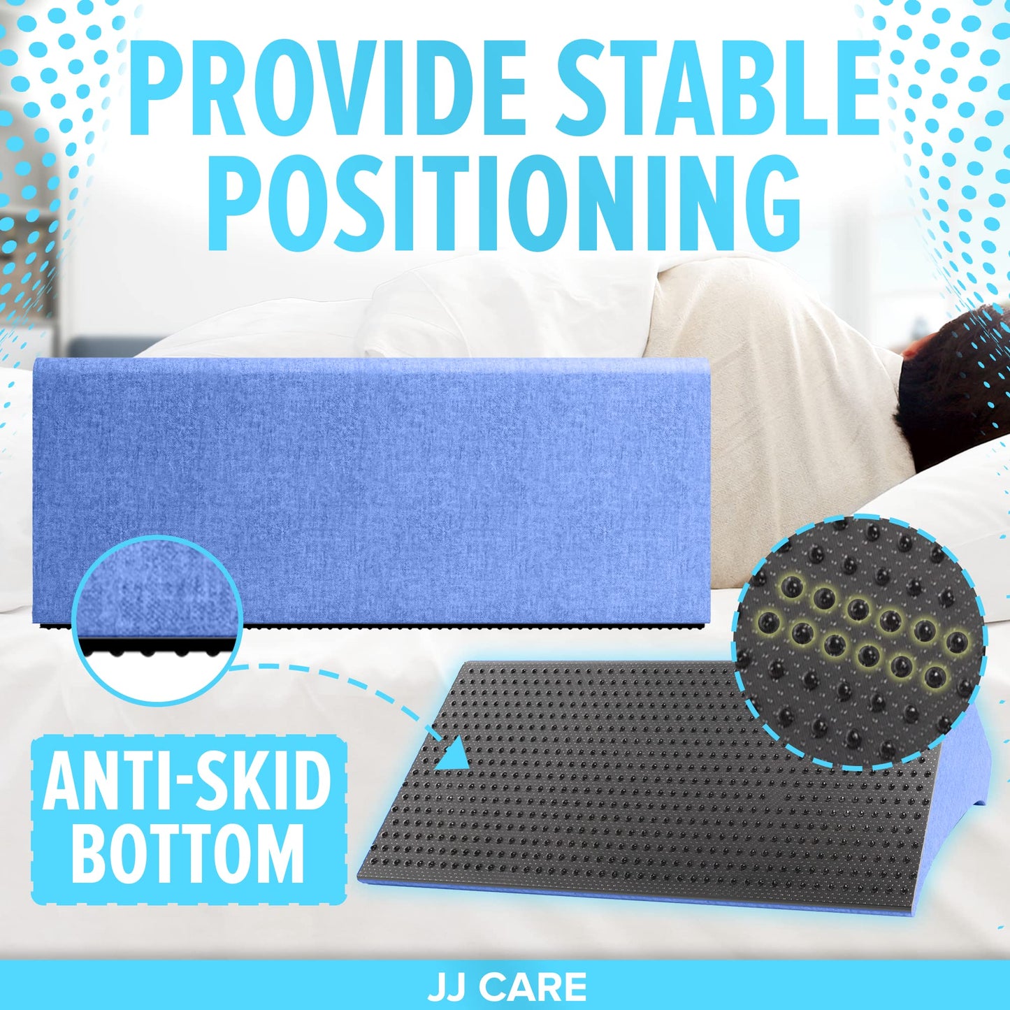 JJ CARE Bed Wedges & Body Positioners - 23.6 Inch, 30 Degree Curved Body Positioning Wedge Pillow for Side Sleeping, Foam Wedge Pillow for Bed Ridden with Pillow Case