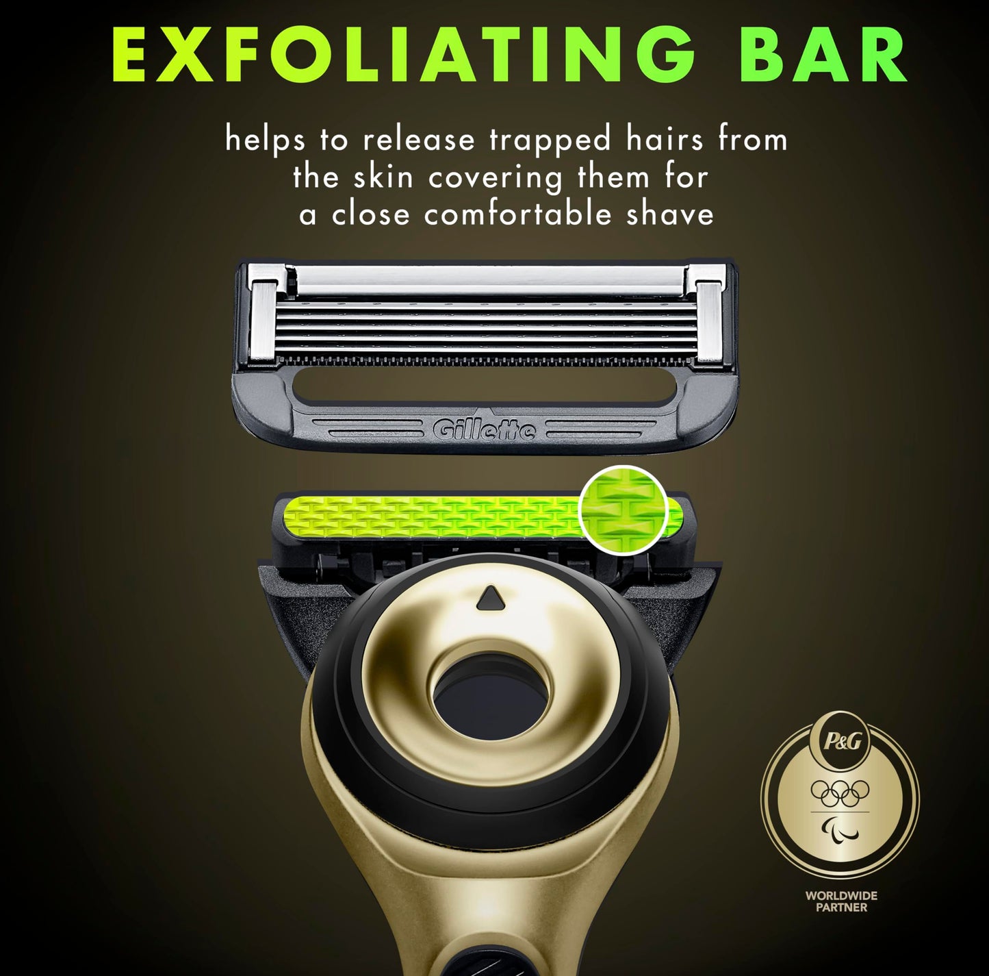 GilletteLabs with Exfoliating Bar Razor for Men, Champion Gold Edition - 1 Handle, 1 Razor Blade Refill, Includes Premium Magnetic Stand