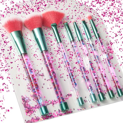 RAEEIKPHZ Makeup for Girls Make Up, Foundation Fan Crystal Bling Liquid Blush Powder Lip Eye Shadow Blender Eyebrow Makeup Brushes Set for Girls Teens Gift Present