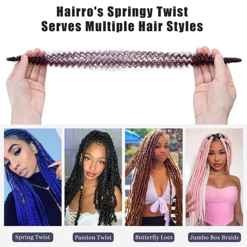 Hairro Passion Twist Hair 24 Inch, Soft Locs Crochet Hair, Pre Twisted Springy Afro Twist Hair, Marley Twist Braiding Hair for Faux Locs Synthetic Hair for Black Women 2 Packs #99J Burgundy Red