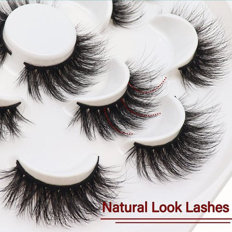 Veleasha Lashes 5D Faux Mink Lashes False Eyelashes Fluffy Dramatic Eye Lashes Wispy Fake Lashes Luxurious Volume Fake Eyelashes 7 Pairs Pack (601)