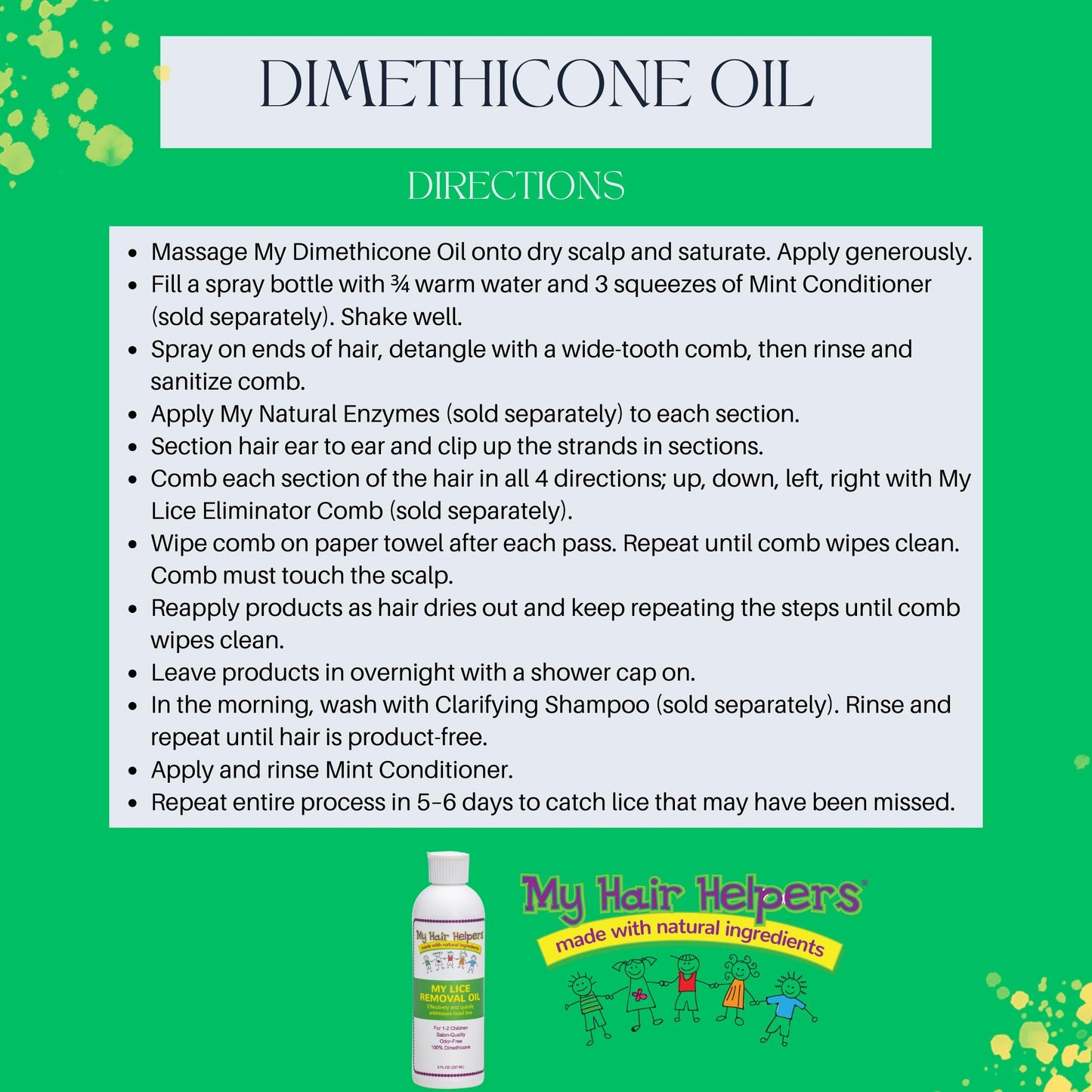 My Hair Helpers Unscented Dimethicone Oil Lice Treatment, 8 fl Ounces