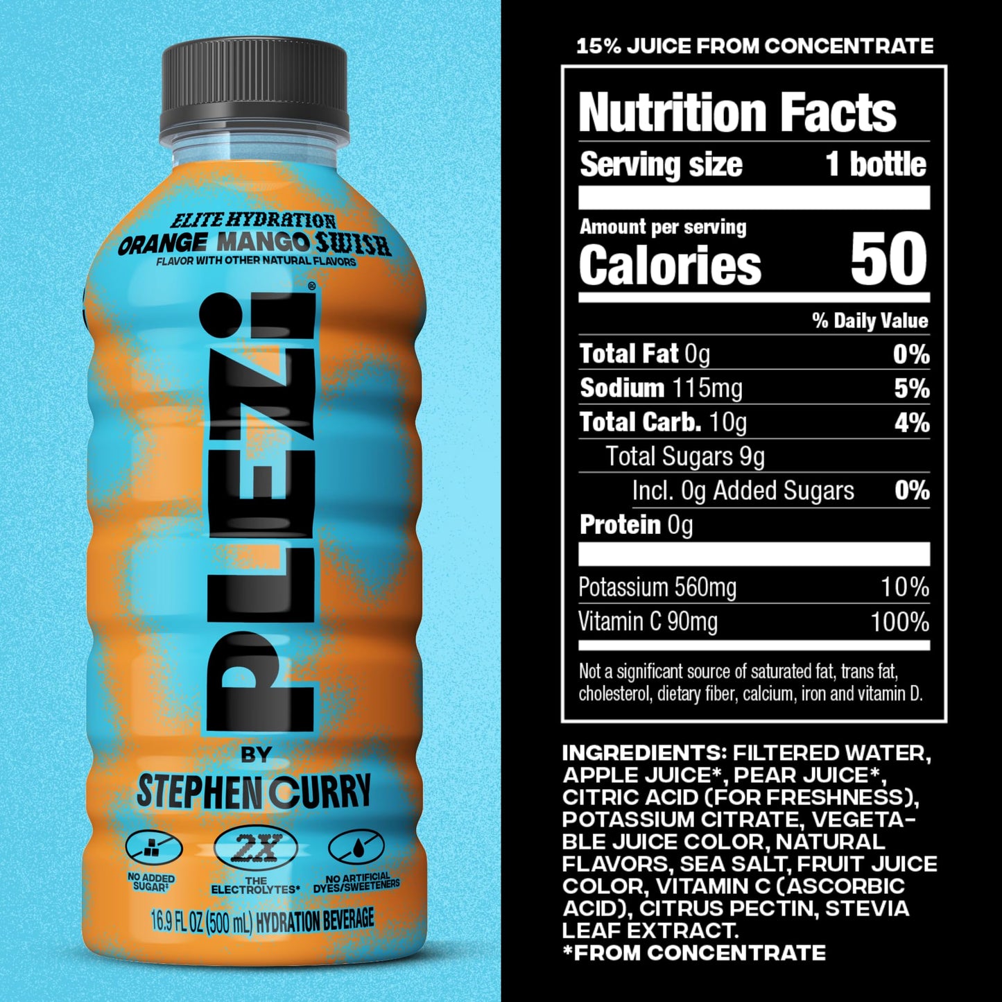 PLEZi Hydration ORANGE MANGO SWISH Electrolyte Sports Drinks 12 Pack