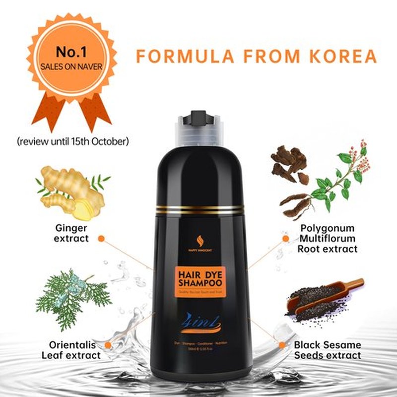 Happy Innocent Hair Dye Shampoo for Gray Hair-Chestnut Brown Hair Color Shampoo,4 In 1 Easy to use Natural&Long Lasting Looking Ammonia Free