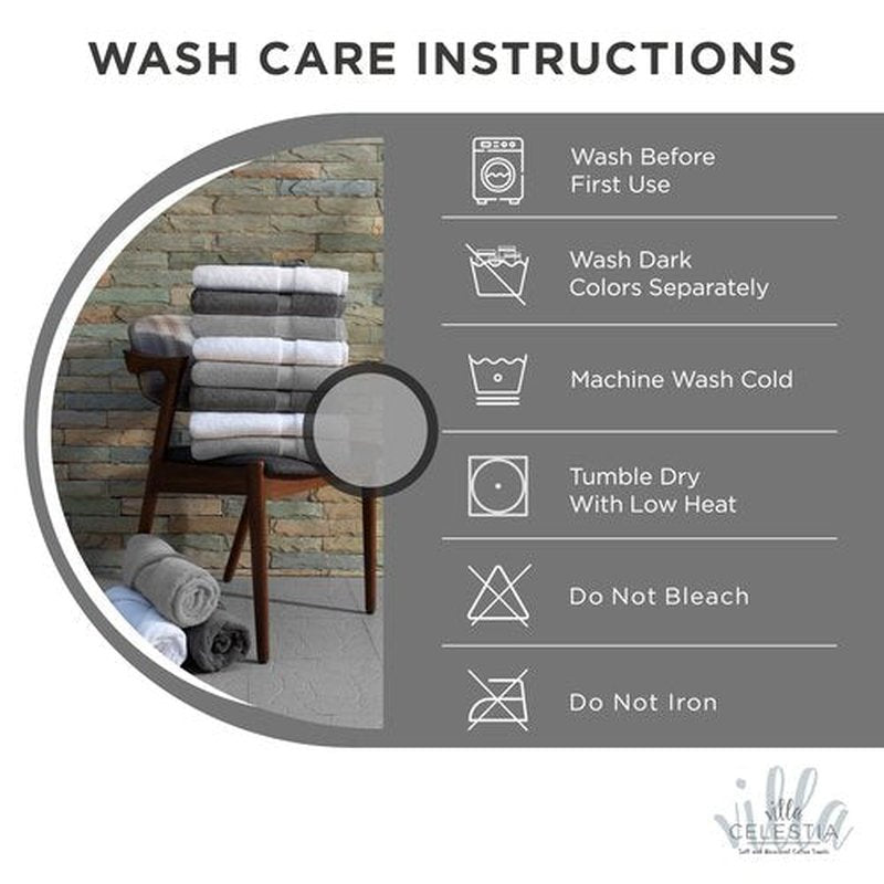 Villa Celestia 100% Cotton Hand Towel Set of 4, (16 x 28 inches) Sustainable, Soft, Highly Absorbent, Quick Drying, Combed Cotton Hand Towels Pack of 4 Ideal for Hotels, Spa, Bathroom, Dorm, Grey
