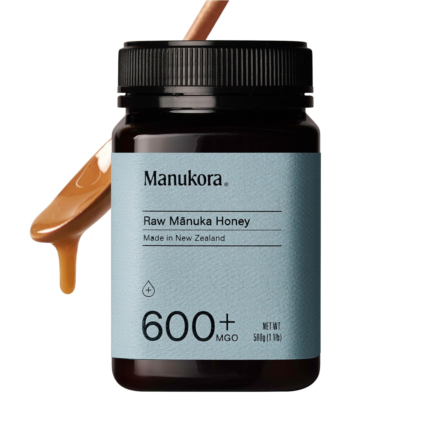 Manukora Raw Manuka Honey MGO 600+, New Zealand Honey, Superfood, 2000+ Natural Compounds, Non-GMO, Monofloral, 3rd-Party Tested, Glyphosate Residue Free, Traceable Hive-to-Hand, Immune and Gut Health Support, 500g