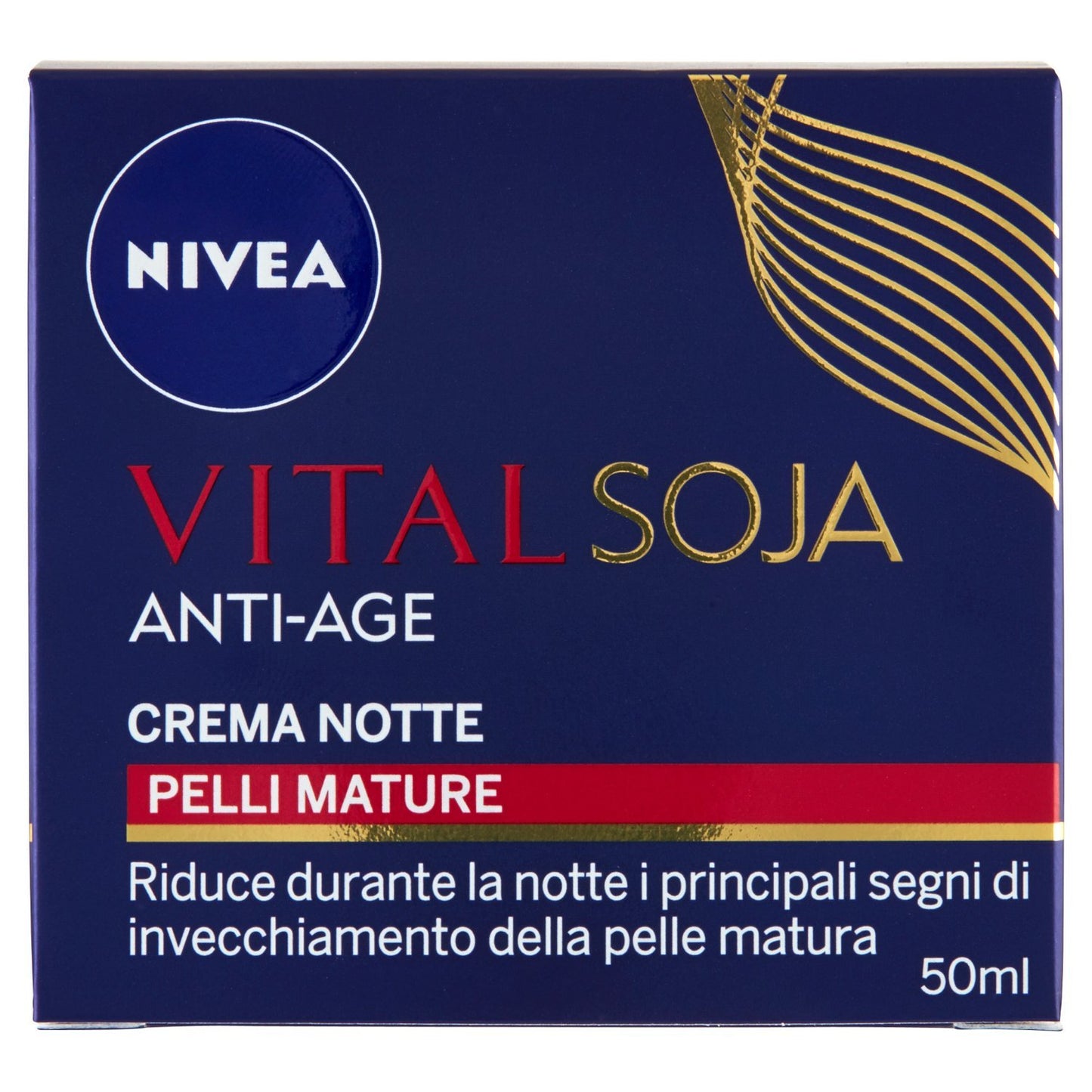 NIVEA Vital Soja Anti‑Age Night Care Cream for Mature Skin, Face Moisturizing Nighttime Skin Care Formula with Soy Extract, Jojoba and Shea Butter, Lightweight Jar 50 ml, 1.69 oz