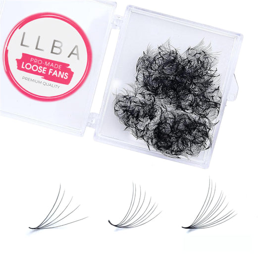 LLBA Promade Fans | Handmade Volume Eyelashes | Multi Selections From 3D To 16D | C CC D DD L M Curl | Thickness 0.03 ~ 0.1 mm | 8 - 20mm Length | Long Lasting | Easy Application (7D-0.07 D 9 mm)