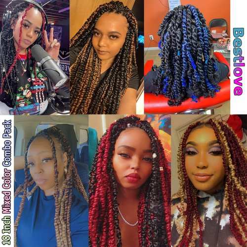 Purple Passion Twist Crochet Hair 14 Inch 8 Packs Black Purple Pre Twisted Passion Twist Crochet Hair Prelooped Purple Ombre Crochet Twists Hair for Black Women