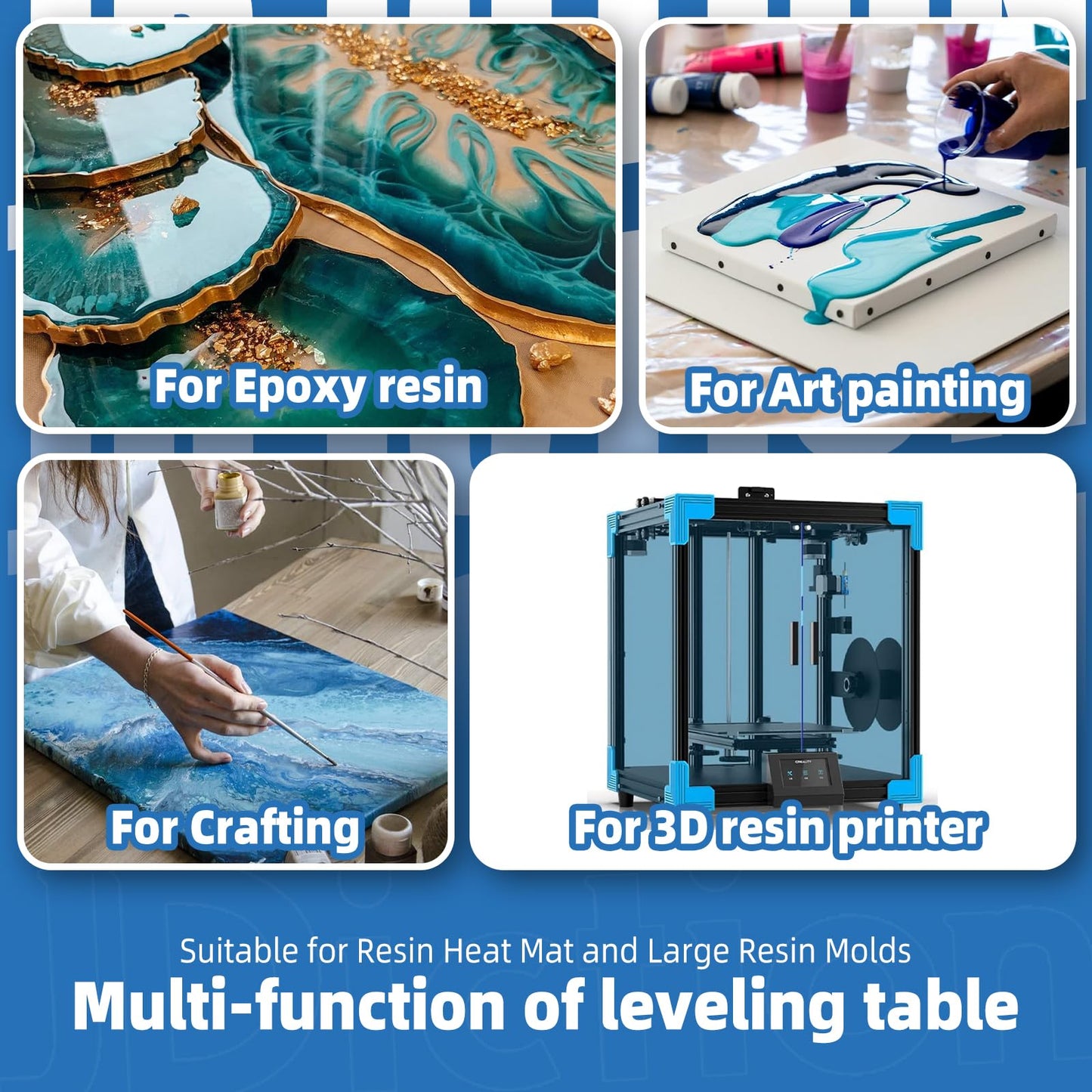 Resin Leveling Table for Epoxy - 16''x 12'' Resin Leveling Board Nonstick Surface, Adjustable Height & Angle Feet, Multipurpose No Installation Required Board for Crafting & Art