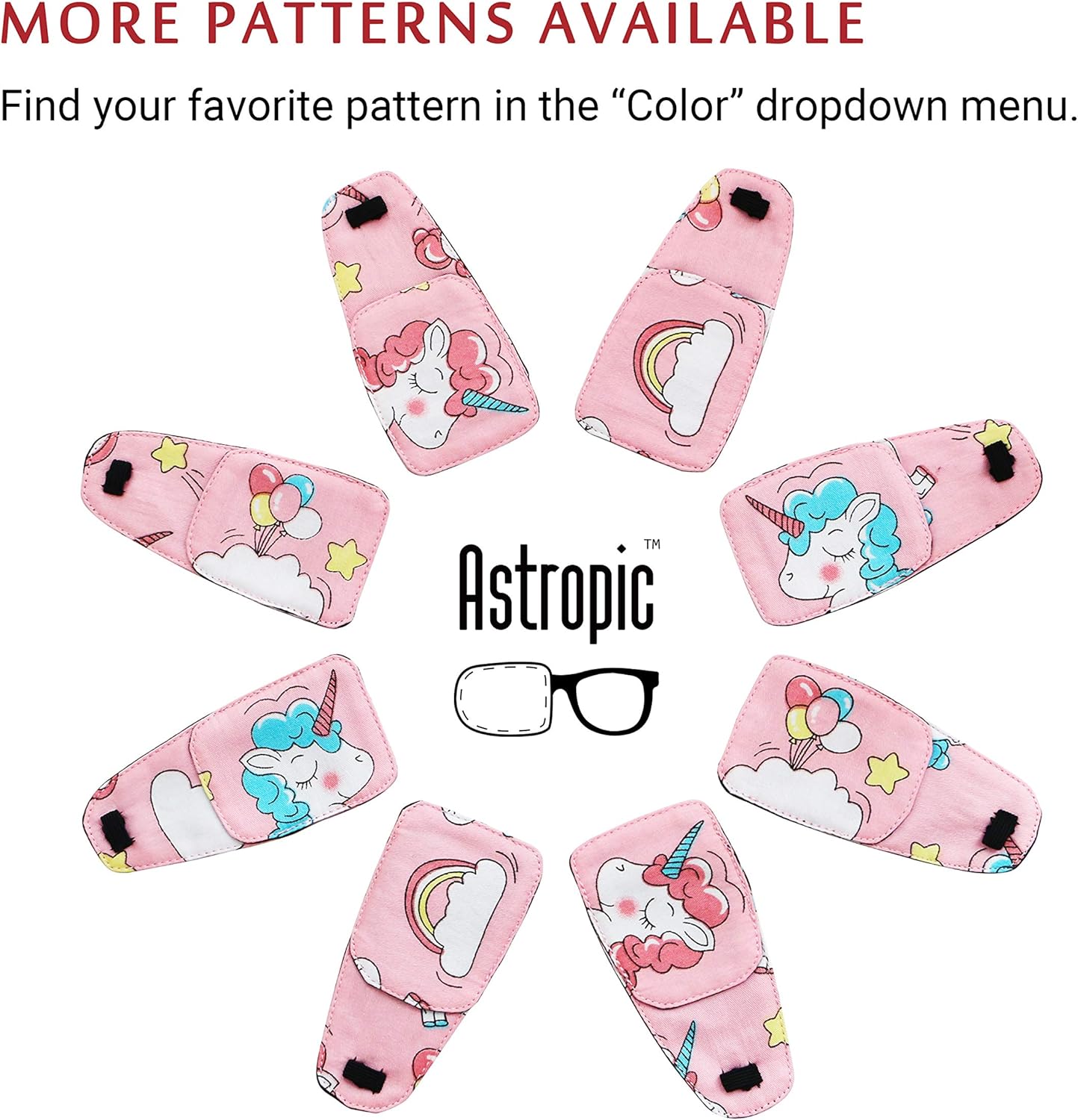 Cotton & Silk Eye Patch for Kids - Left Eye Design | Pink Hair Unicorn
