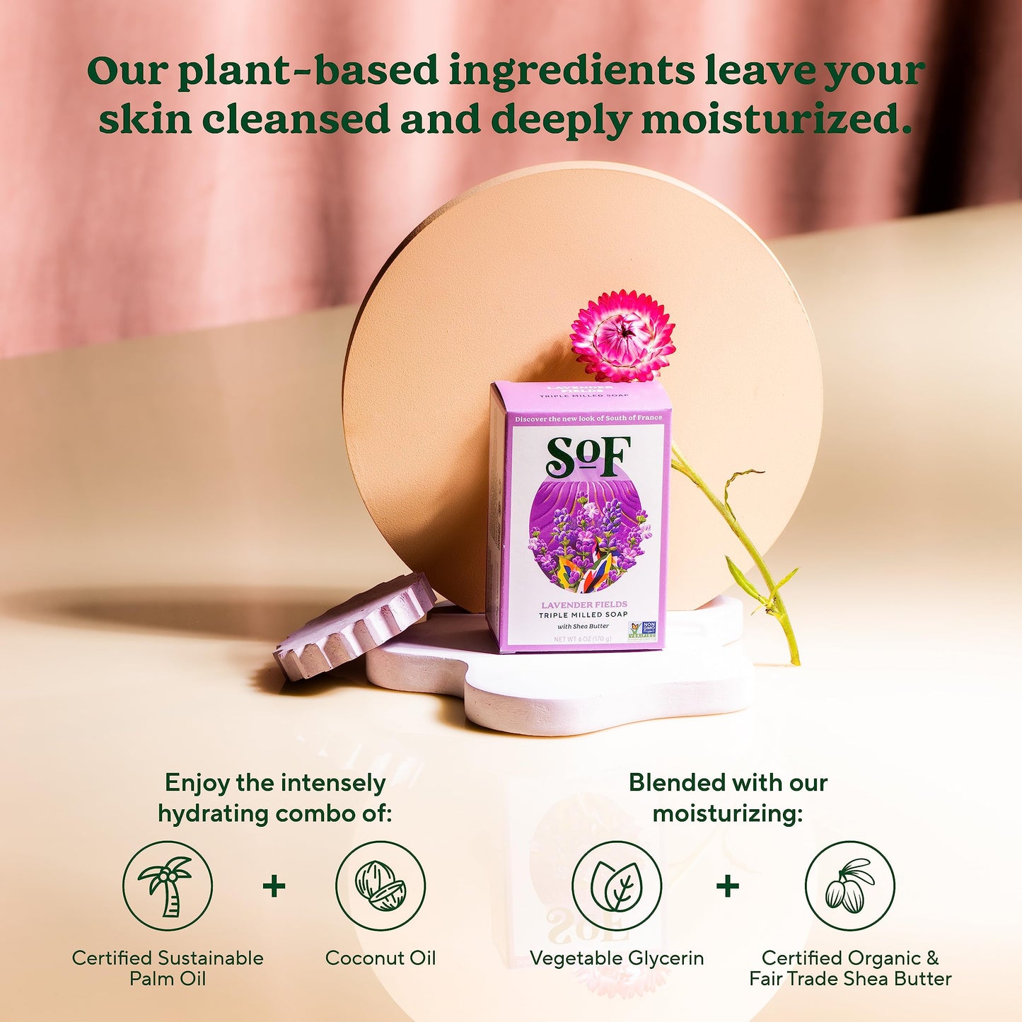 SoF Triple Milled Bar Soap - With Coconut Oil & Organic Shea Butter- Vegan & Non GMO- Free From Phthalates, Sulfates & Parabens- Variety Pack - 6 oz Bar 6 Bars