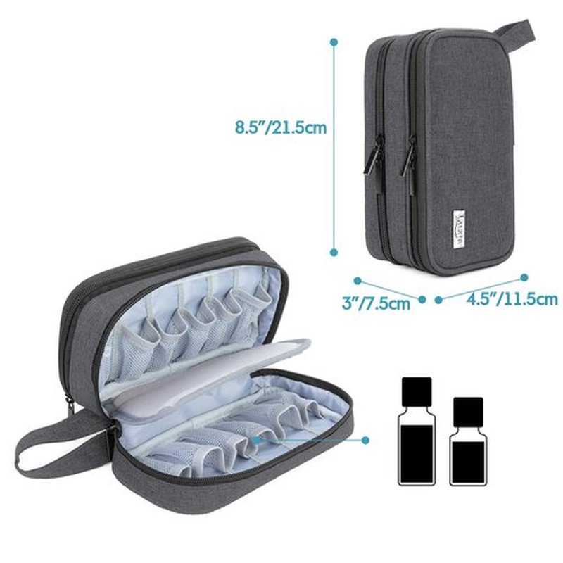 LUXJA Essential Oil Carrying Case - Holds 12 Bottles (5ml-15ml, Also Fits for Roller Bottles), Portable Double-Layer Organizer for Essential Oil and Accessories, Black