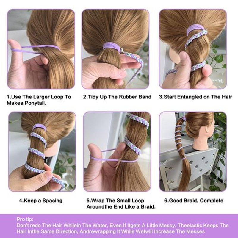 Obfuscate 4Pcs 25" Ponytail Holders Hair Ties for Sports, Colourful Elastic Hair Bands Non-Destructive Strong Braided Ponytail Hair Ties Rip Hair Ties for Women Gym,Swimming,Diving (coloured)