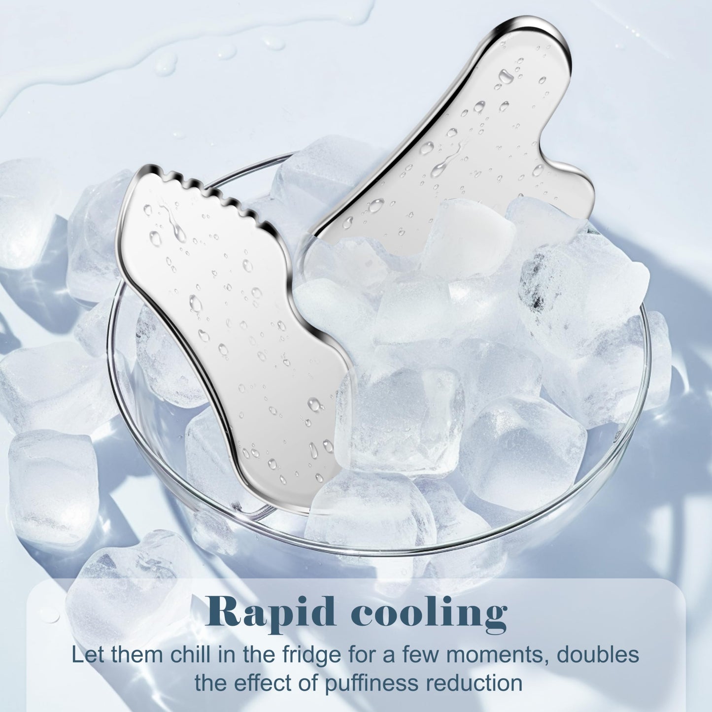 MoHern 2 Pcs Stainless Steel Gua Sha Tool, Gua Sha Facial Tools, Durable GuaSha Tool for Jawline Sculpting, Face Massager, Puffiness Reducing, Skin-Care Gift